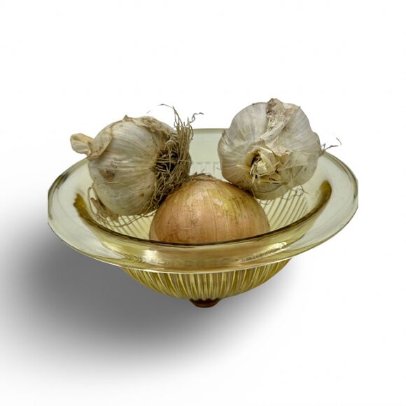 Vintage Federal Glass Ribbed Mixing Bowl with Footed Design - Picture 1 of 6